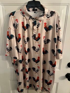 Men’s Beige Rooster Print Polo